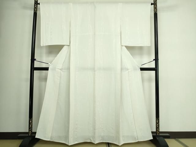 平和屋着物 上質な色無地 単衣 笹竹地紋 生成り色 正絹 DAAW9258sf