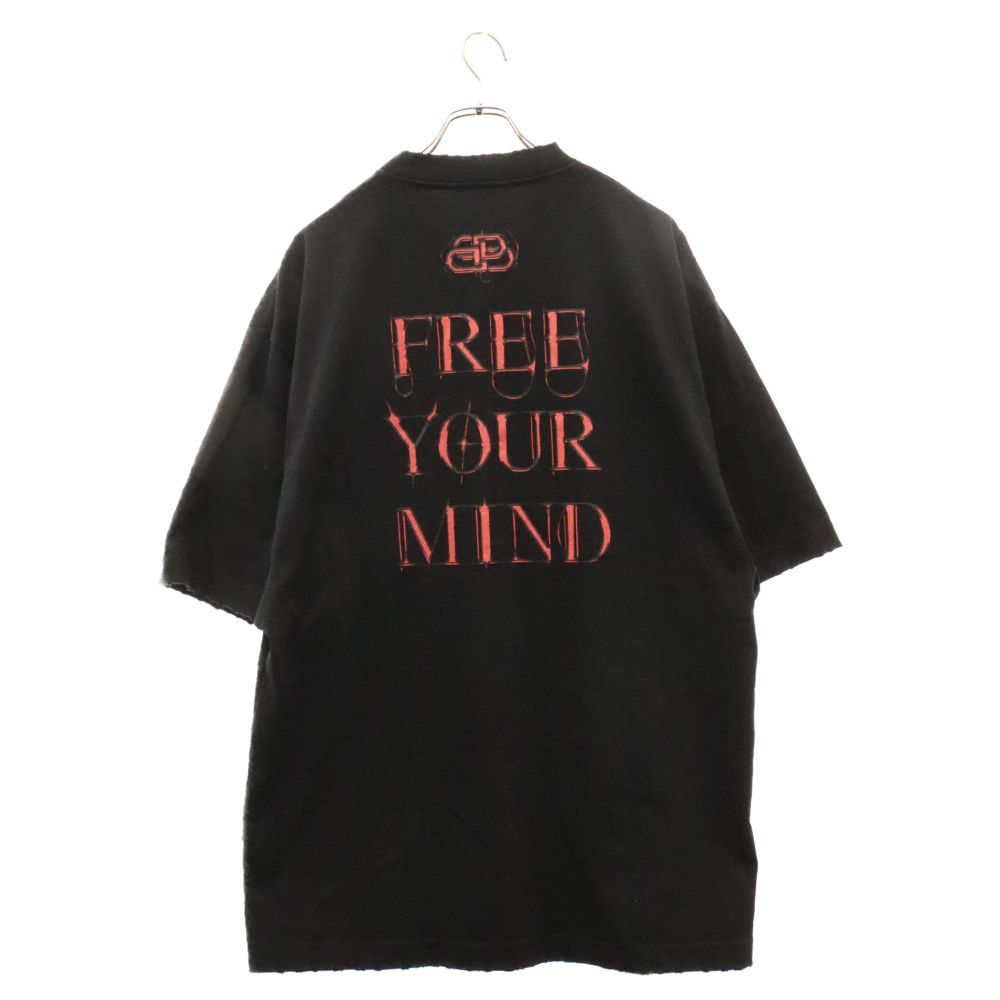 BALENCIAGA (バレンシアガ) 20AW FREE YOUR MIND ロゴプリント 半袖Tシャツ カットソー ブラック 641614  TJV78 - メルカリ