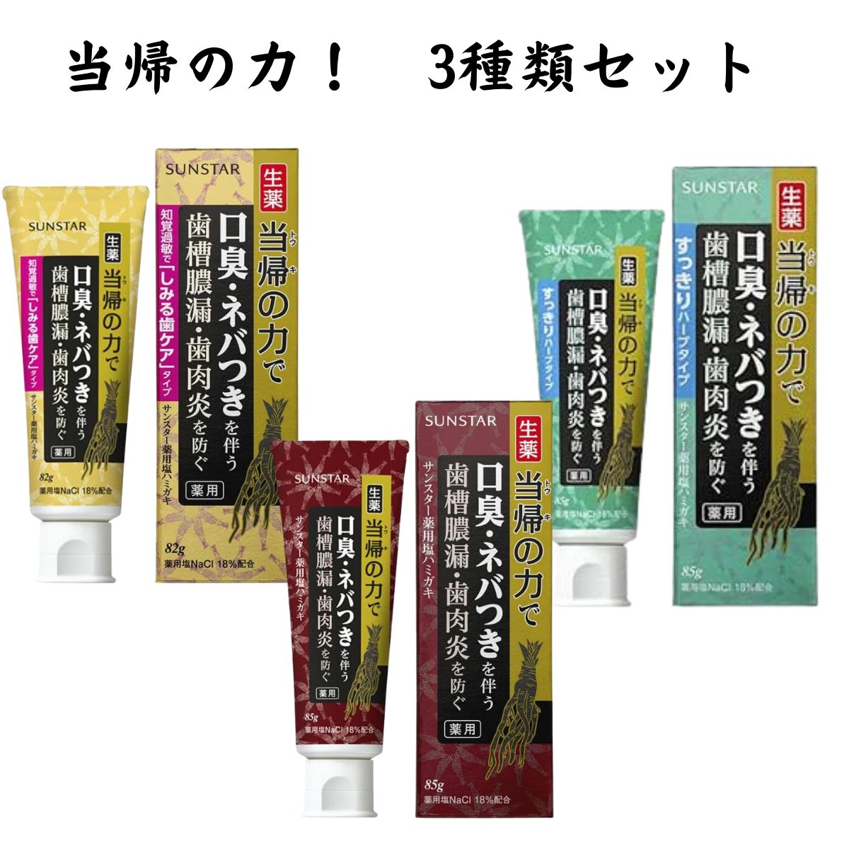 ☆3種セット☆ サンスター 薬用塩ハミガキ 生薬 当帰の力 - メルカリ