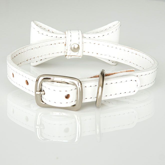 Sweet Ribbon Collar おしゃれなリボンカラー犬用首輪/ホワイト