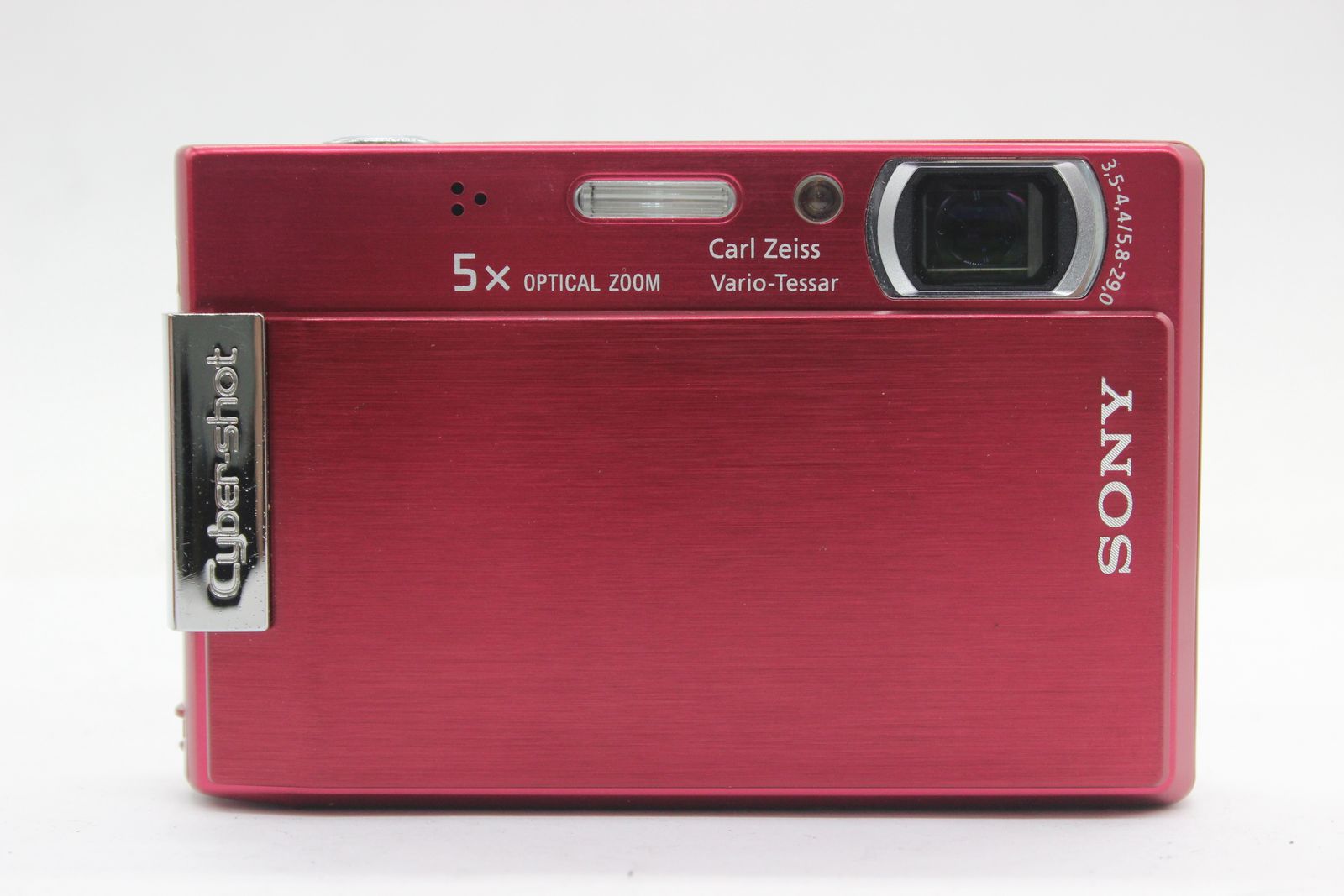 【美品 返品保証】 ソニー Sony Cyber-shot DSC-T100 レッド 5x ケース バッテリー付き コンパクトデジタルカメラ s3906