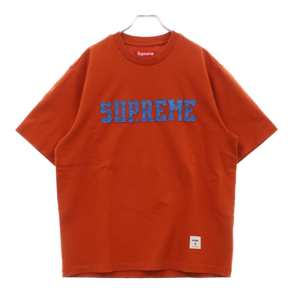 SUPREME (シュプリーム) 24AW Twill Applique S/S Top ツイルアップリケ ロゴ刺繍半袖Tシャツ カットソー オレンジ