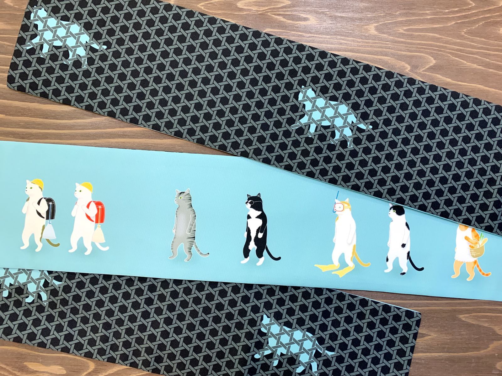 着物三河 変装猫 半幅帯 うれしい長尺430㎝