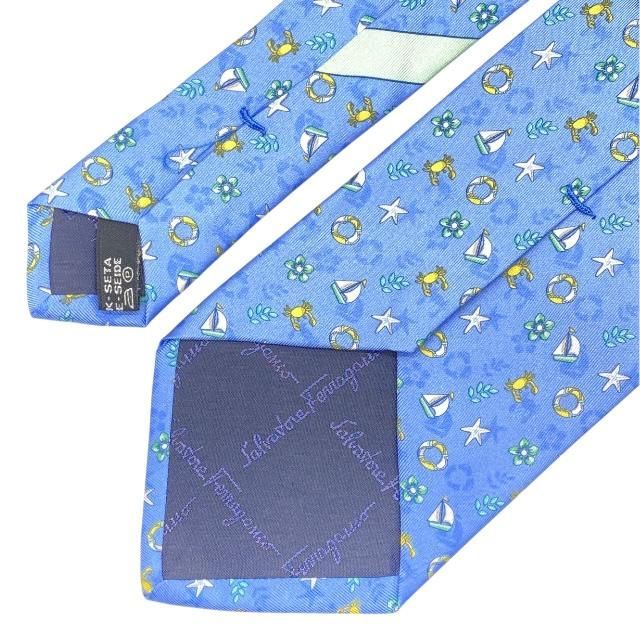 Ferragamo ネクタイ ライトブルー パターン柄 総柄 Ferragamo ネクタイ ライトブルー パターン柄 総柄 - メルカリ