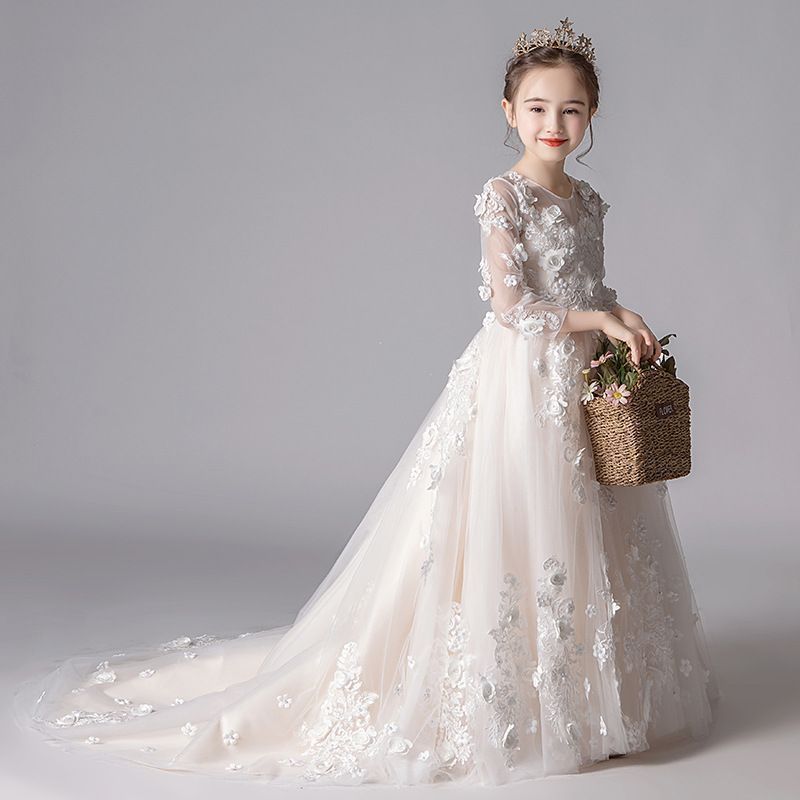 子供ドレス ピアノ 発表会 女の子 フォーマル ロングドレス 結婚式 卒業式 パーティー 結婚式 お誕生日 写真 プレゼント ジュニア ドレス お姫様 姫系 韓国子供服 卒業式 min