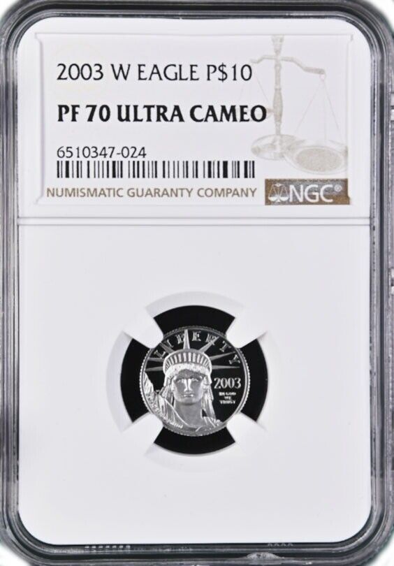 2003 W $10 Proof American Platinum Eagle 1|10 oz .9995 NGC PF70 Ultra Cameo