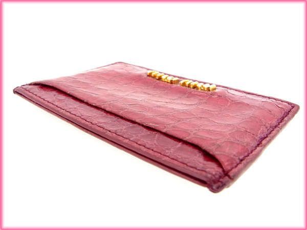 【美品】MIUMIU名刺入れ カードケース クロコダイル型押し カードケース パスケース 名刺入れ クロコ型押し レザー 赤