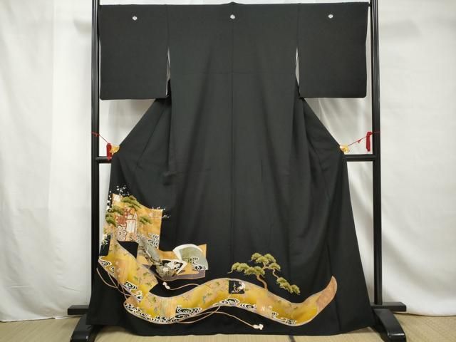 GON様ご確認用正絹黒留袖　作家物　花車文　金彩　② 平和屋着物□豪華黒留袖 作家物 流水花車文 暈し染め 金銀彩