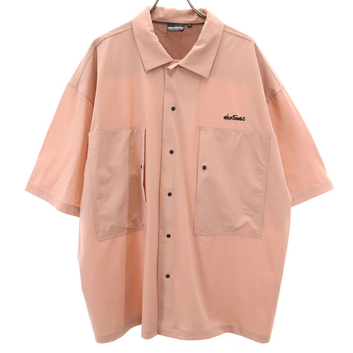 WILDTHINGS ワイルドシングス 半袖 ストレッチ シャツ L ピンク系 メンズ 古着