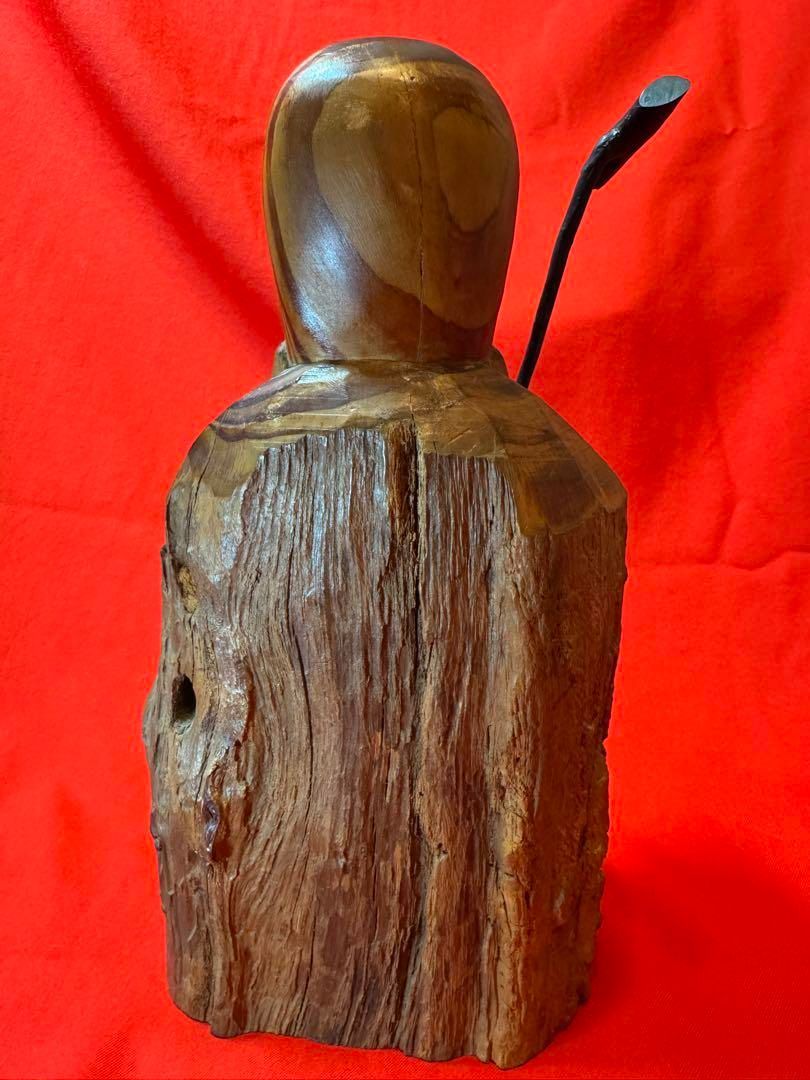 木彫 福禄寿 七福神 彫刻 無銘 笑顔の老人像 杖付き 木彫 福禄寿 七福神 彫刻 無銘 笑顔の老人像 杖付き - メルカリ