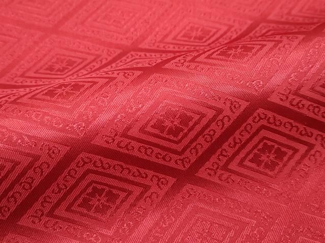 平和屋着物□極上 男性 色無地 紋付き羽織セット キングサイズ 紅海老