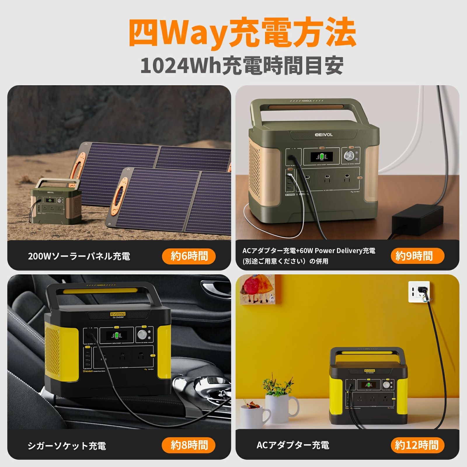 全新品！2年保証付き！Evopow ポータブル電源 1024Wh リン酸鉄 大容量