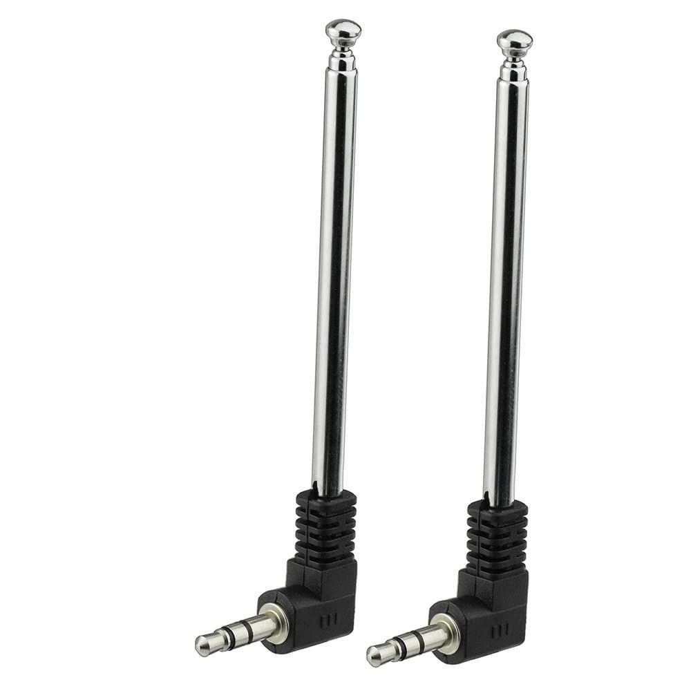 [New Arrivals] BingFu Mini FM Radio Antenna 3.5mm Osteroscopic FM Antenna 2 Pack Portable Radio Compatible with Indoor Stereo Receiver AV Audio Video Home Theater Receiver Mobile Cell Phone Bose Radio