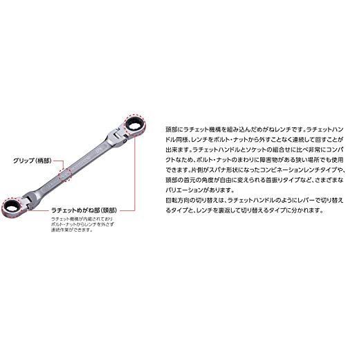 数量限定】京都機械工具(KTC) ラチェットめがねレンチ (両頭型首振り