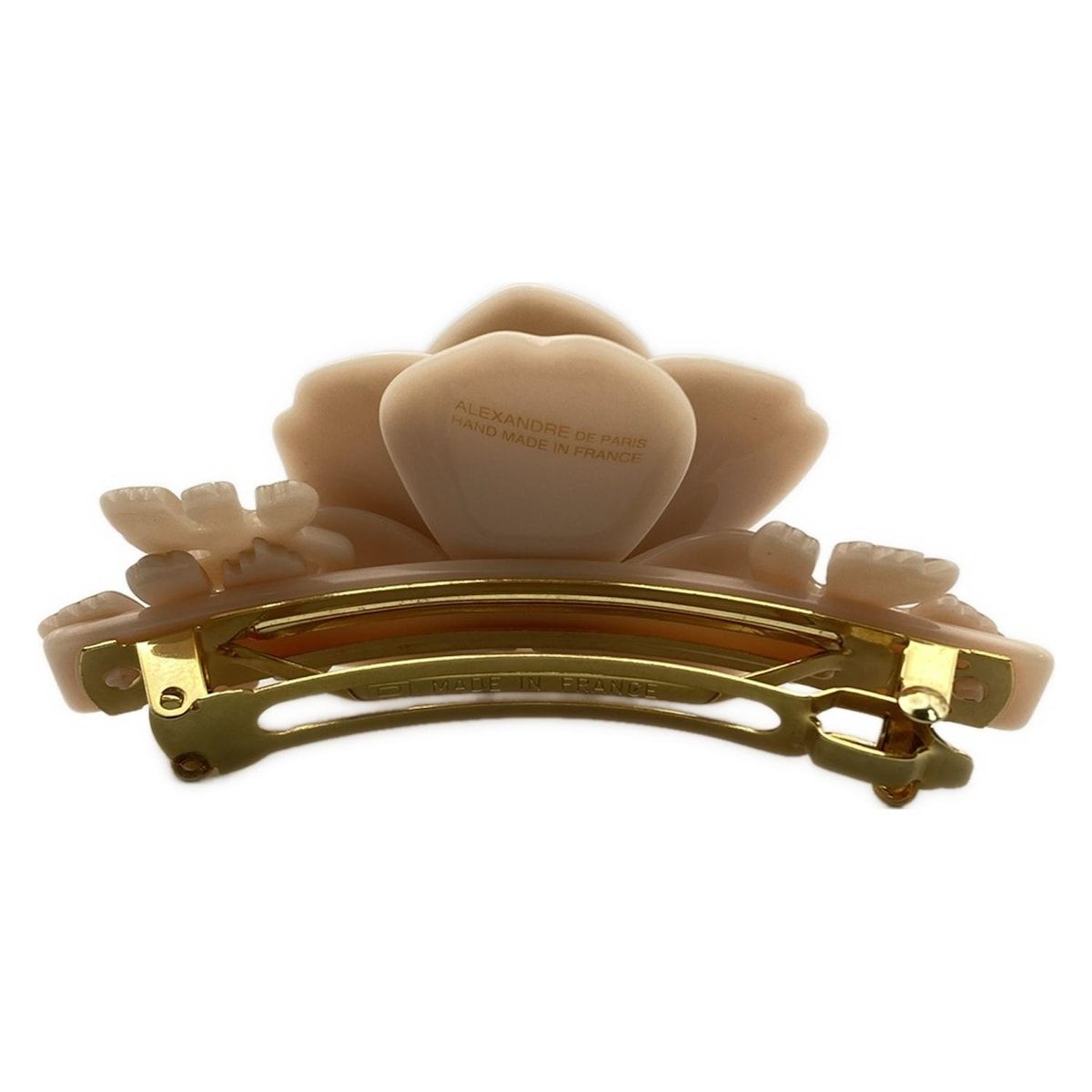 ALEXANDRE de PARIS アレクサンドル ドゥ パリ バレッタ - ピンクベージュ×ライトピンク フラワー 花