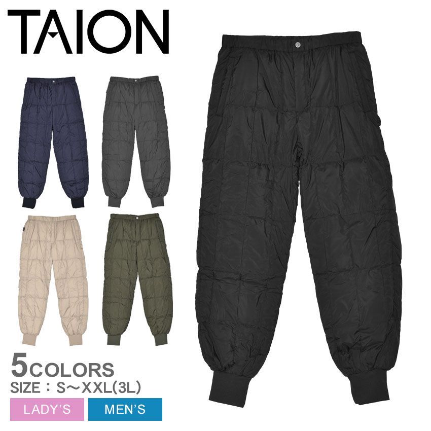 タイオン パンツ TAION-131PTWK レディース メンズ ワーク リブ ダウンパンツ TAION カラー:01.ブラック  品番：2453-0041