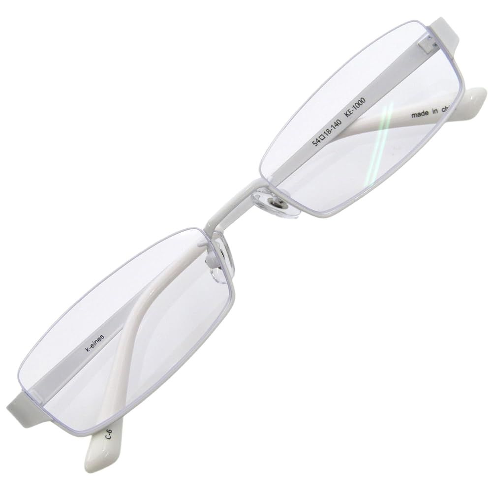 K-eines おしゃれな 伊達 眼鏡 アンダーリム メタル メガネフレーム 逆 ナイロール UV ブルーライト カット (ピンク/ライラッ