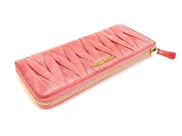 ミュウミュウ L字ファスナー財布 長財布 マテラッセ ピンク