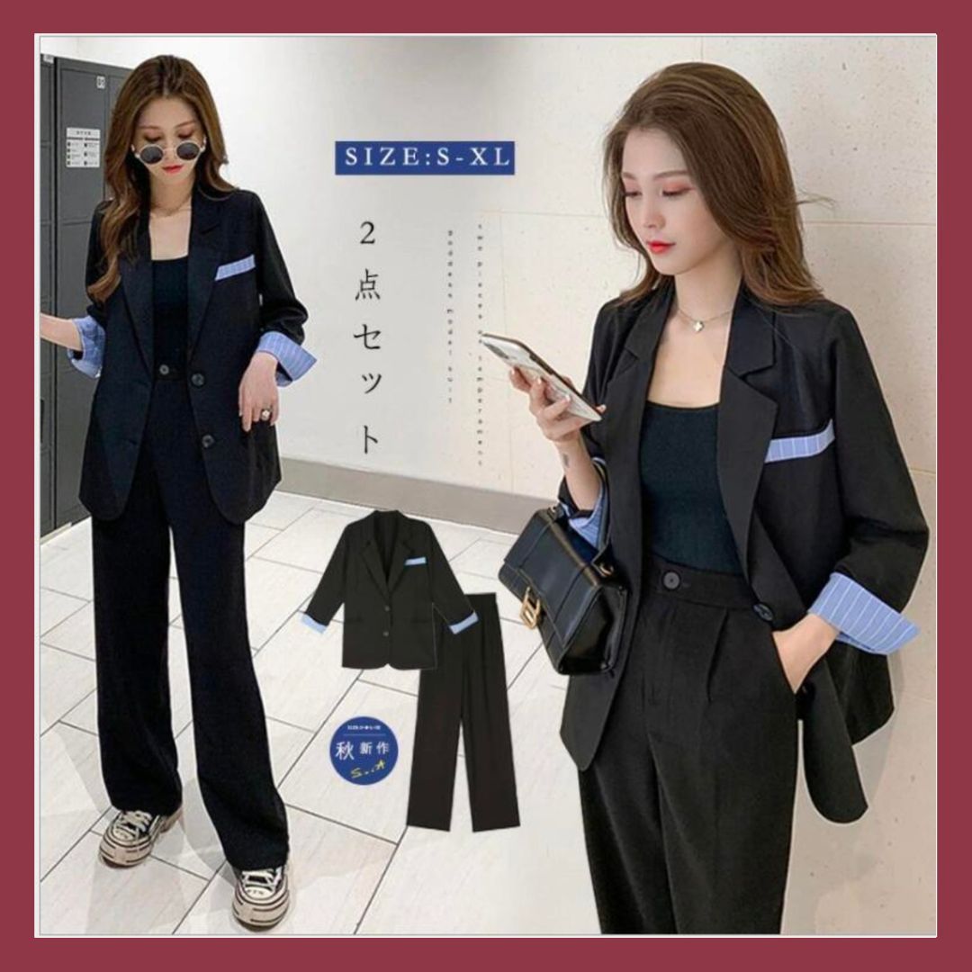 韓国ファッション セットアップ レディーススーツ＋パンツ 長袖スーツ
