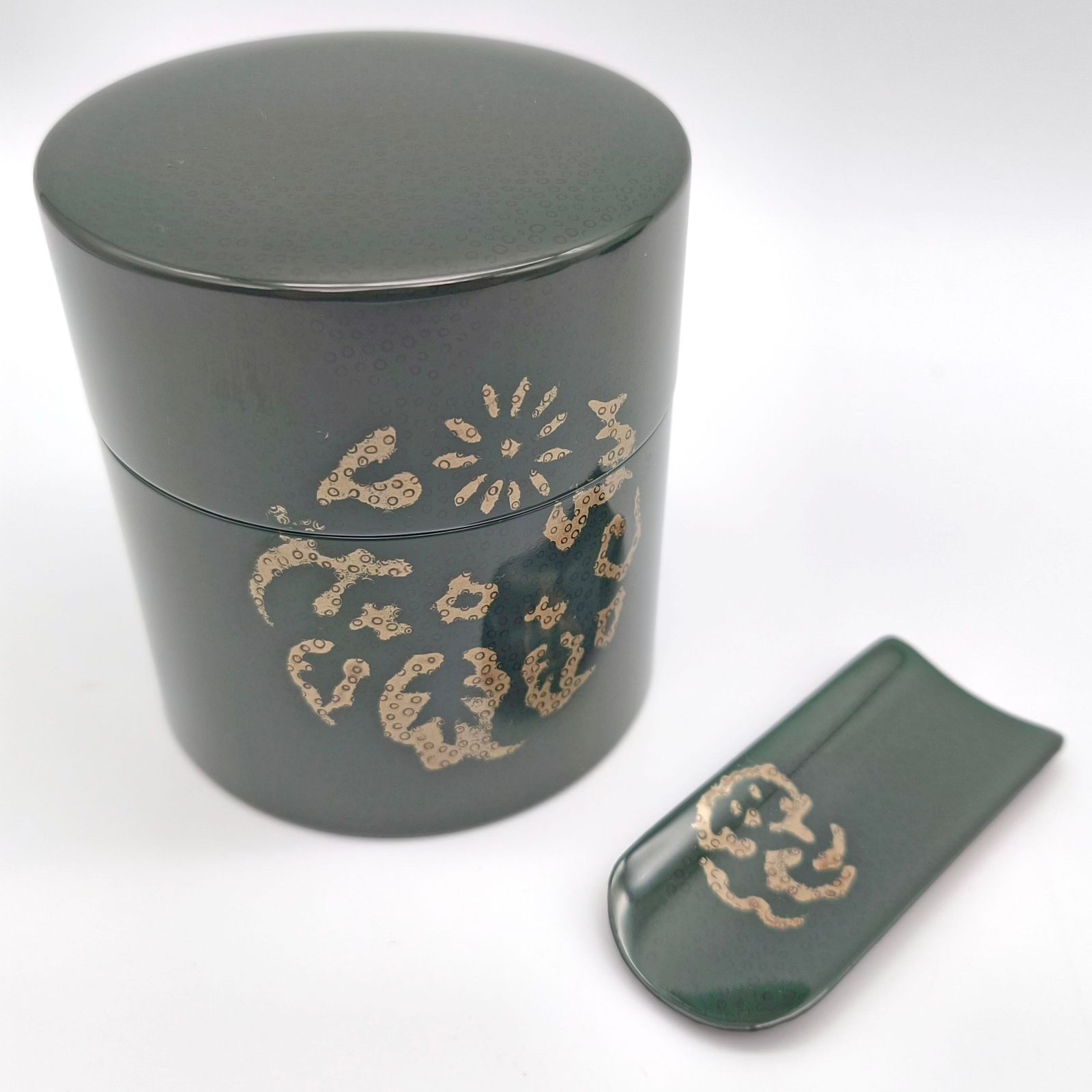 津軽塗（唐塗）バカ塗り・茶器セット・茶櫃・茶筒・茶匙・茶托