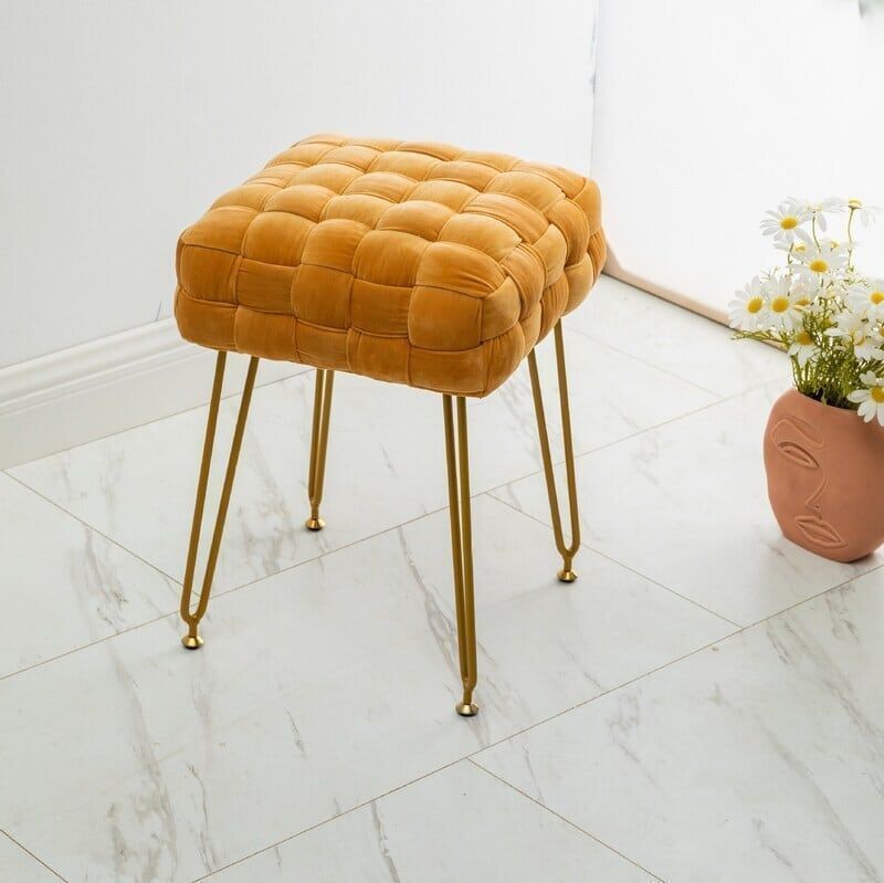 高反発クッションのベロア調スツール