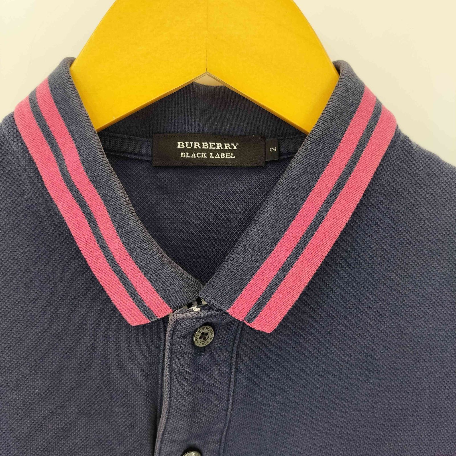 好配色 美品 \"Burberry BLACK LABEL\" 鹿子 ポロシャツ BURBERRY BLACK LABEL SS ベージュBROWNカラー 鹿の子 PORO