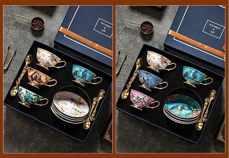 陶磁器 ティー＆コーヒーカップセット 4客 カップ＆ソーサー ティーセット