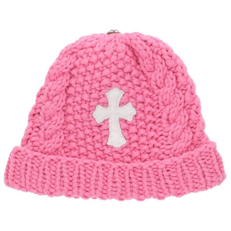 クロムハーツ BEANIE CASH クロスパッチ付きカシミアビーニー帽子 メンズ ONE SIZE
