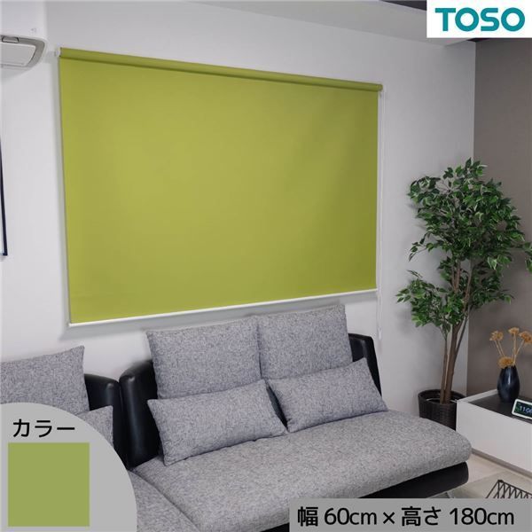 【大人気】 窓にも間仕切にも活躍 採光プレーンロールスクリーン グリーン 約幅60cm×高さ180cm その他