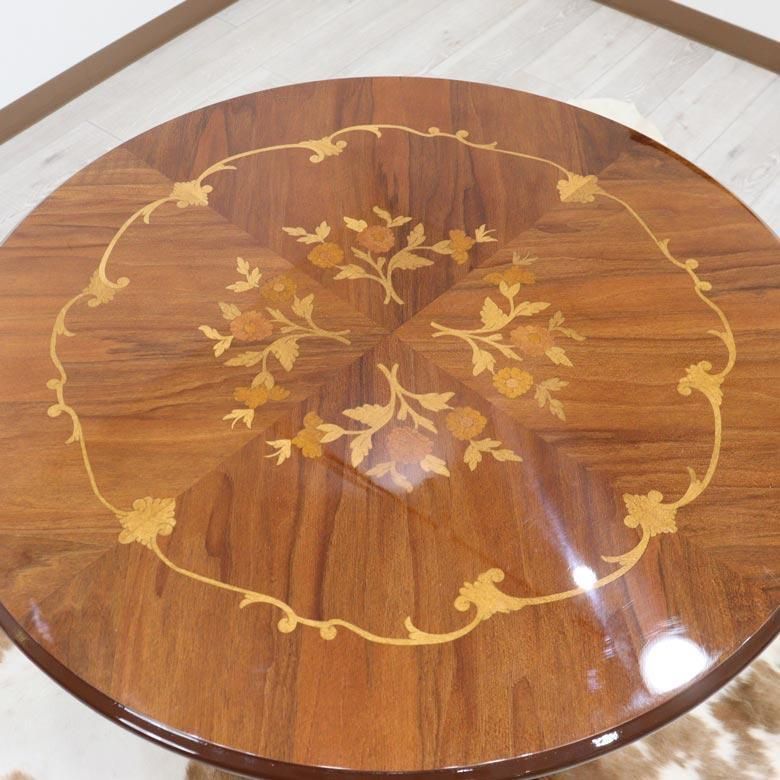 イタリア ダイニングテーブル 80cm幅 象嵌 カフェテーブル 食卓 - メルカリ