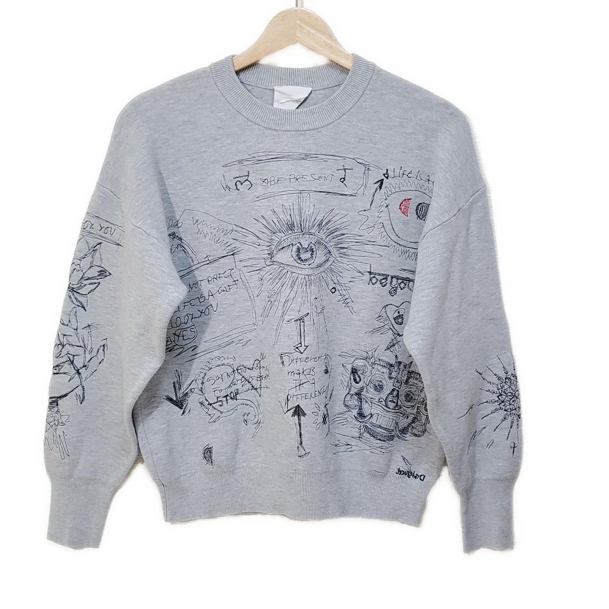 Desigual デシグアル トレーナー サイズS レディース - グレー 長袖 刺繍