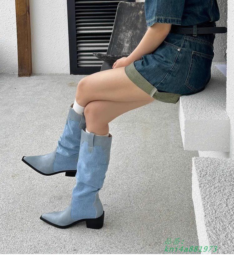  ロングブーツ韓国ファッションレディース7 SHO-63 kni 4 a 881973 ウエスタンブーツ ブーツ