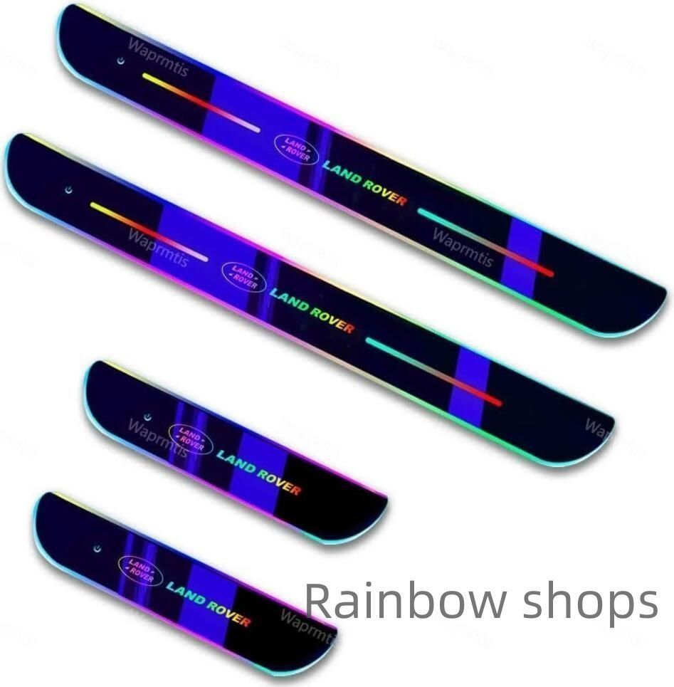 全 ランドローバー 7色 LED流れる アクリル製 自動変色 USB充電 マグネット 赤外線センサー自動スイッチで自動点灯消灯 LED発光 自動車改装パーツ トLED発光 前席 後部座席4枚 514