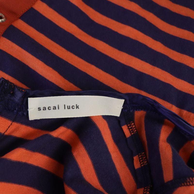 sacai ネイビー オレンジニット　パターン スカート サカイラック sacai luck カットソー ボーダー 切替 レース