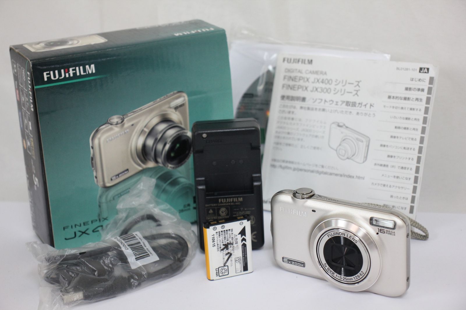 返品保証 元 き フジフィルム Fujifilm Finepix JX400 5x バッテリー チャージャー付き コンパクトデジタルカメラ e644