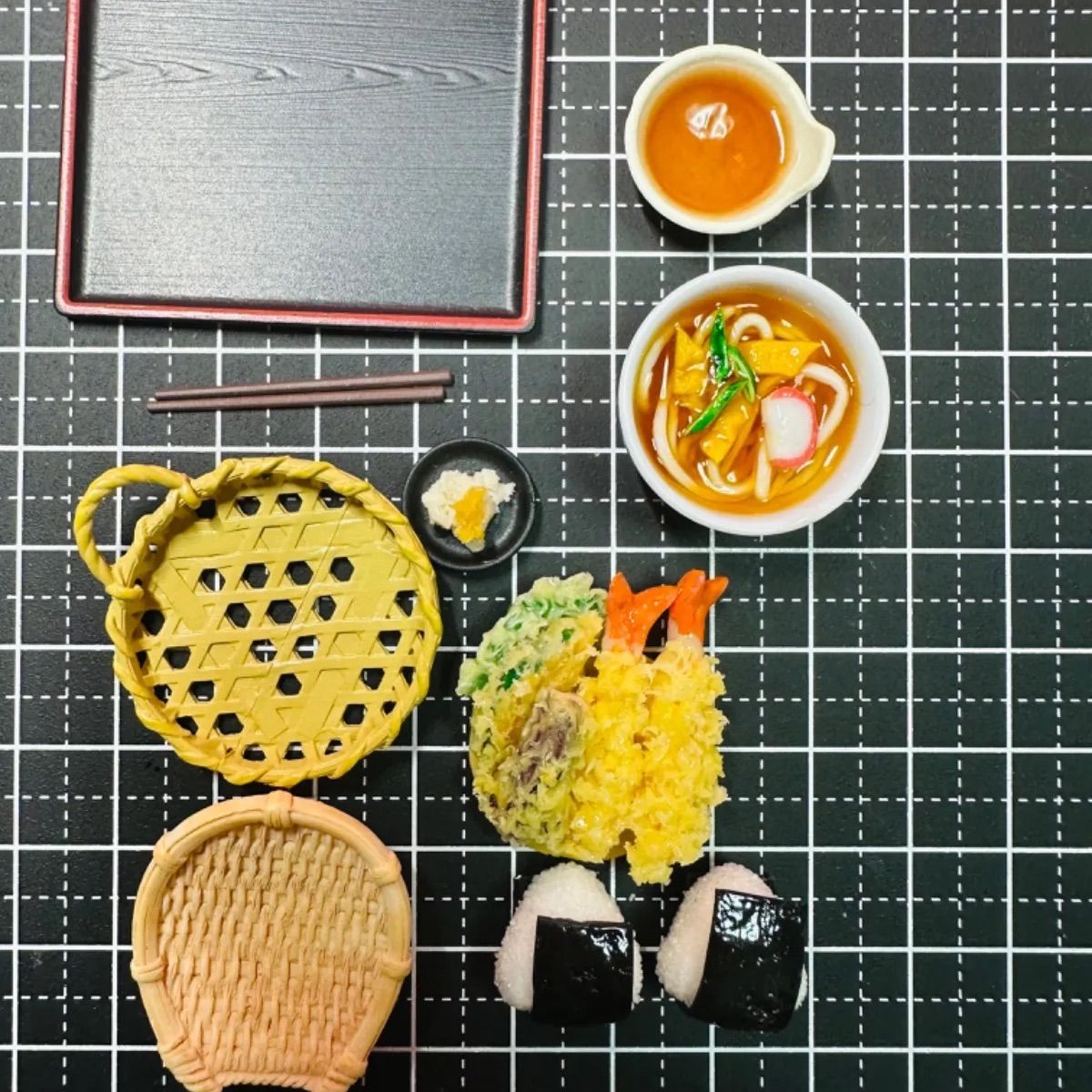 171 天ぷら定食Bセット ⭐️ミニチュアフード 天ぷら うどん