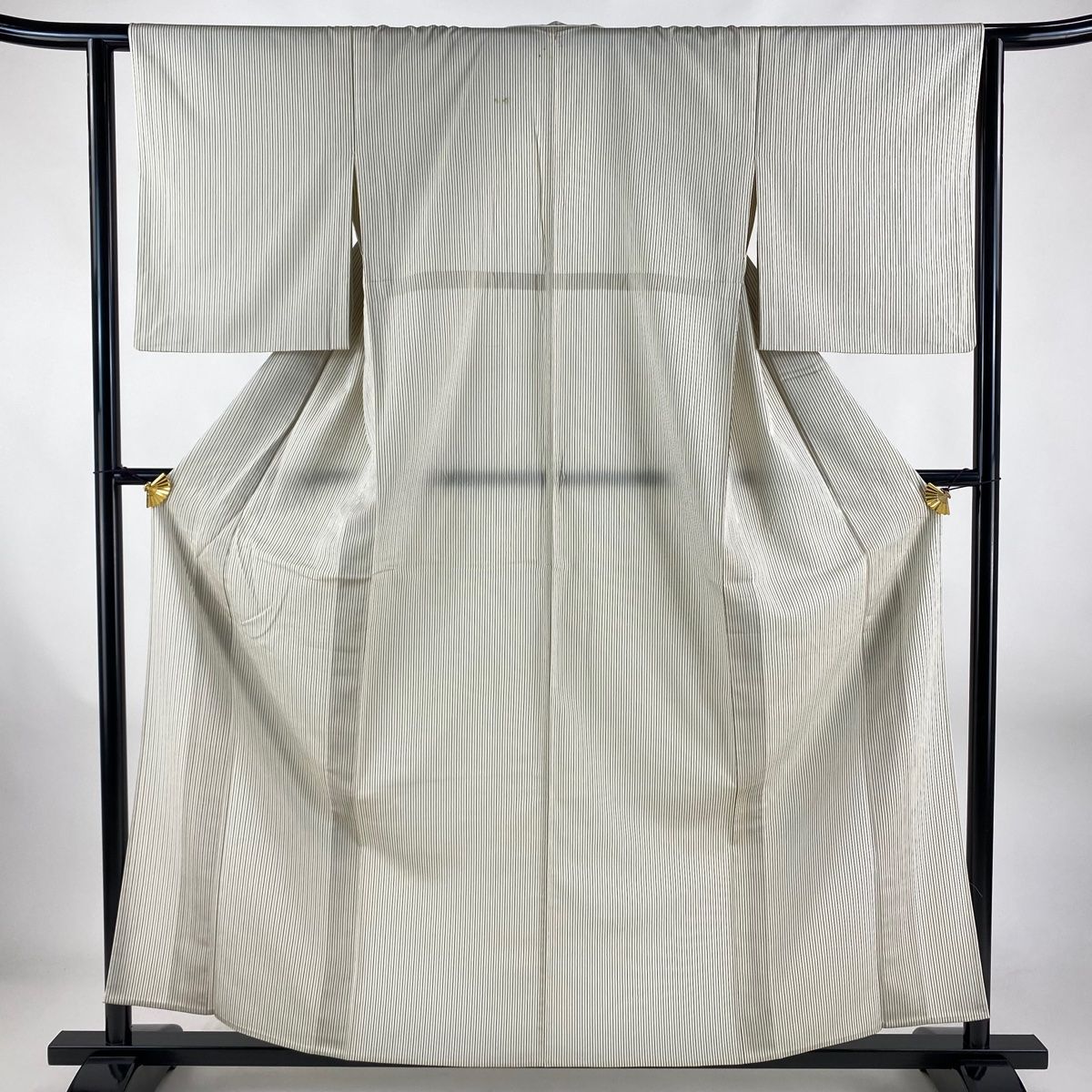 平和屋本店□極上 白鷹お召 単衣 110亀甲 麻の葉 逸品 未使用