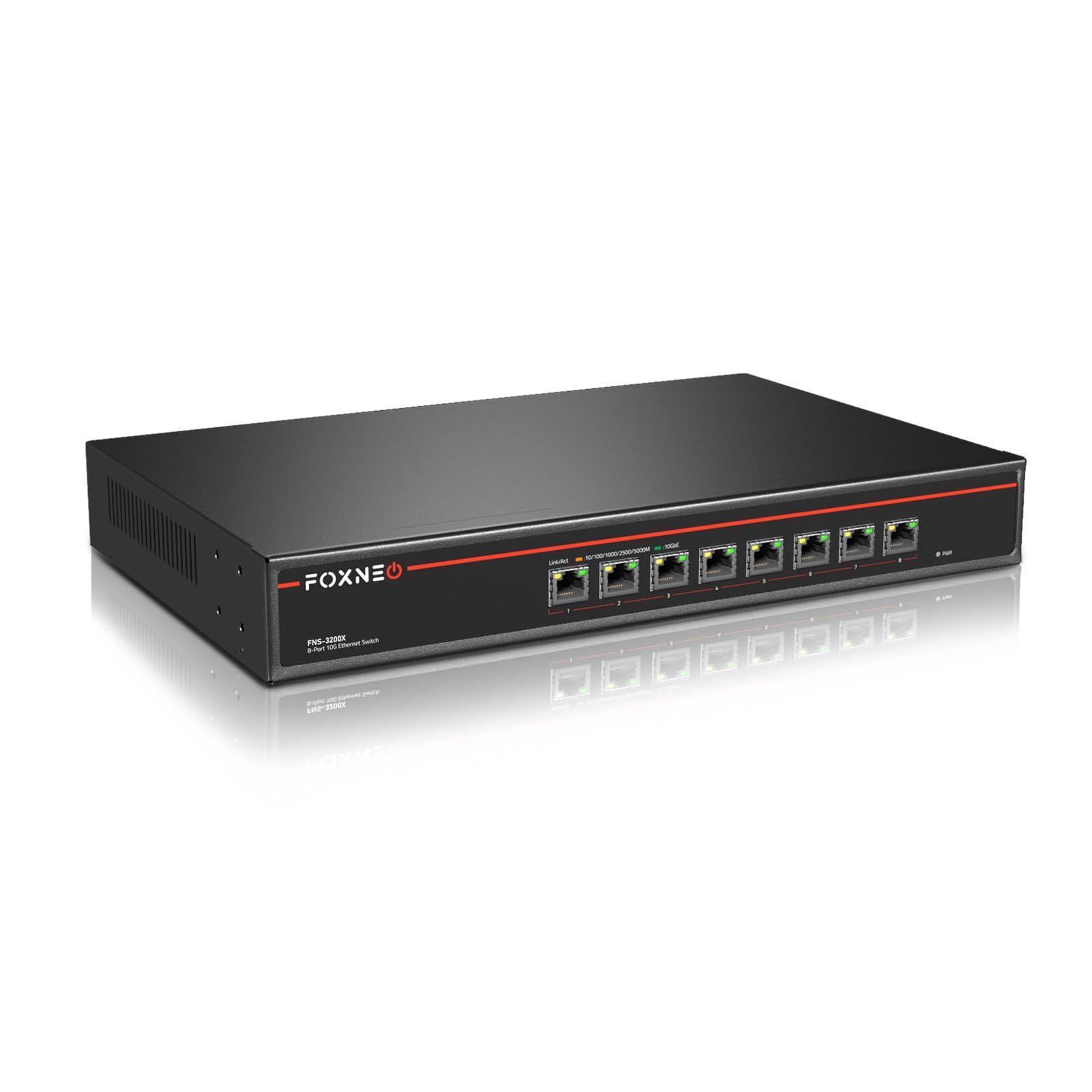 【開封済・未使用】FOXNEO 10gbps スイッチングハブ ハブ ８ポート FOXNEO 10gbps スイッチングハブ 8ポート(全て10G RJ45) 搭載