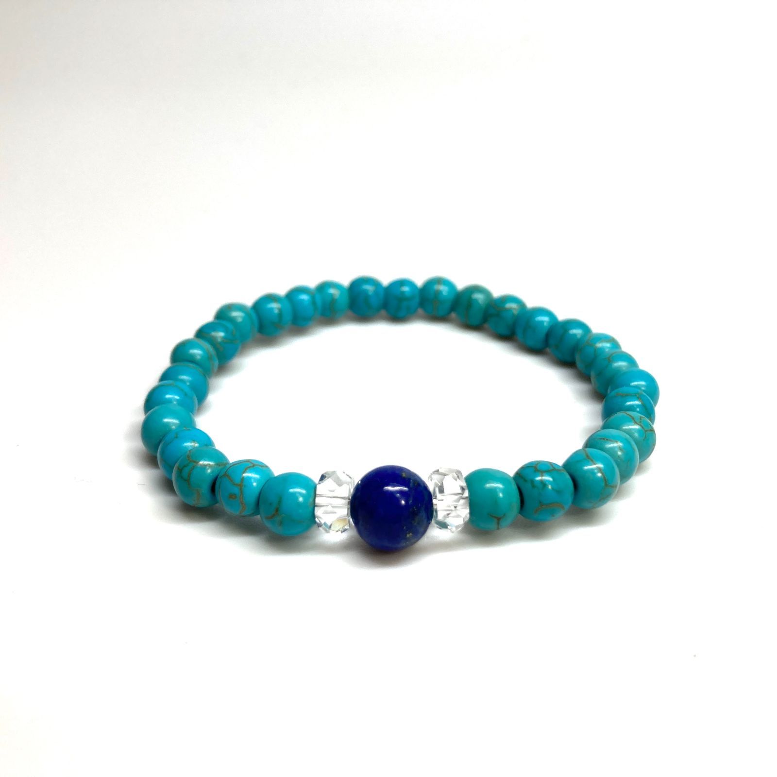ラピスラズリ -ターコイズ ブレスレット パワーストーン 8mm×6mm メンズ レディース 男性 女性 お守り ハンドメイド