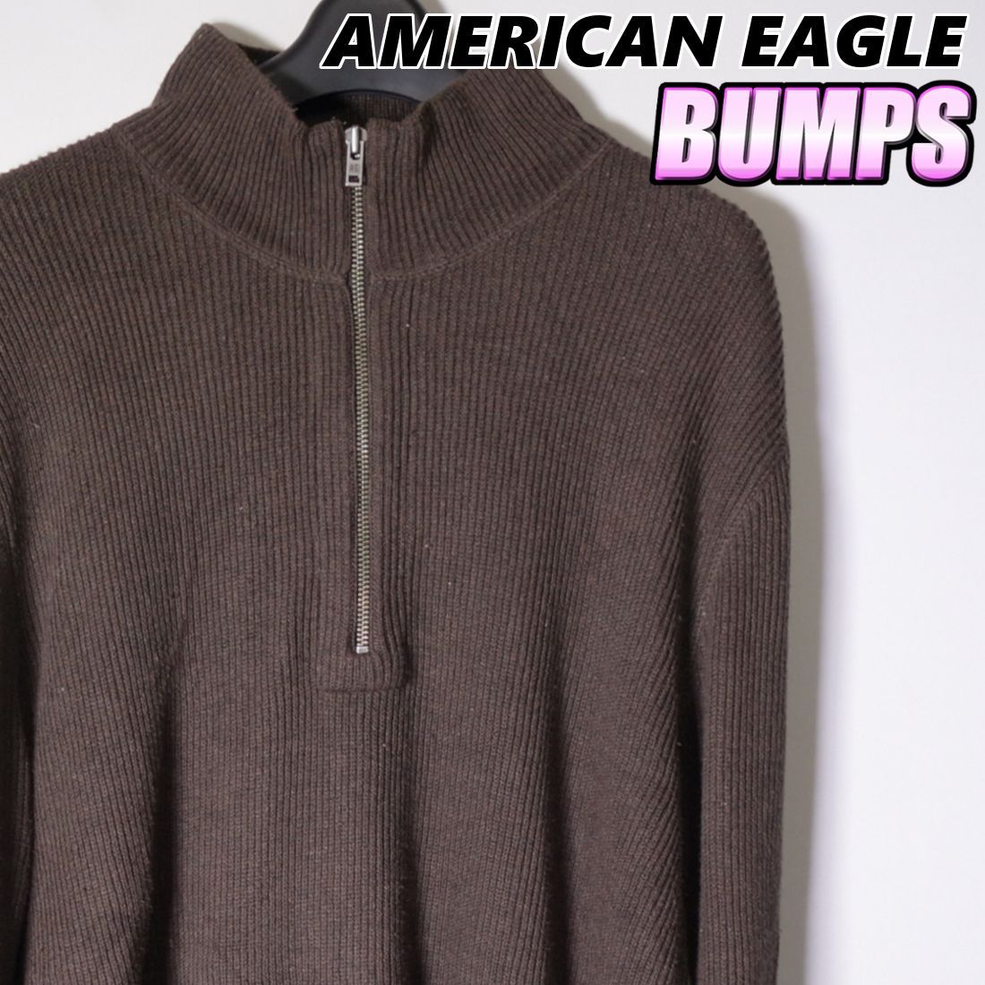セーター　大きいサイズ　ニット　ハーフジップ　BUMPS　メンズ　AEO　アメリカンイーグル　メルカリ　XXL　古着