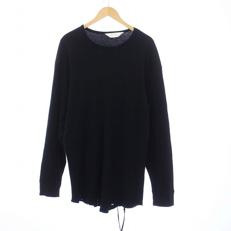 アンセルム ANCELLM DAMAGE WAFFLE CREW LS T-SHIRT ダメージワッフル クルー Tシャツ 長袖 2 M 黒 ANC-CT56