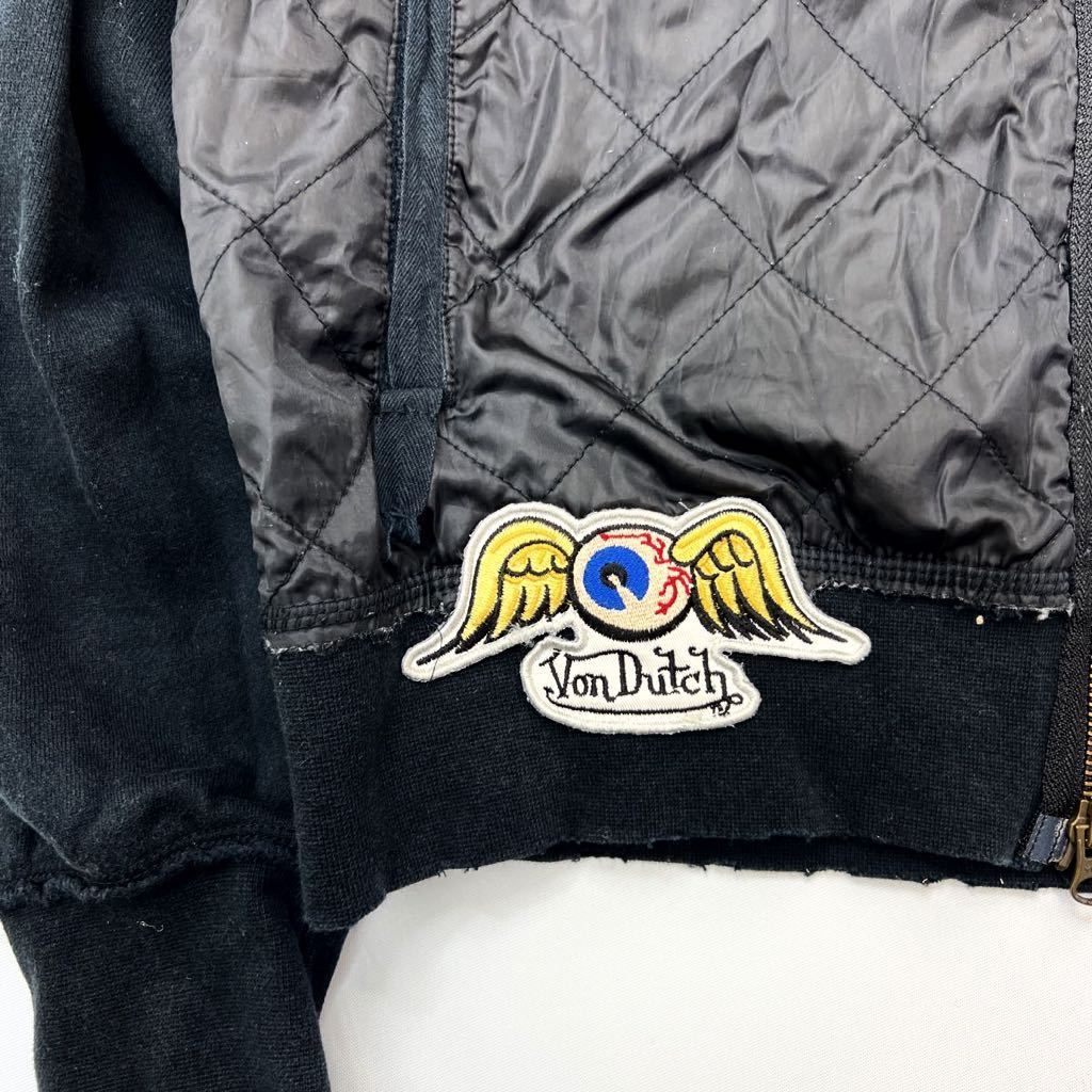 ボンダッチ ☆ VonDutch ナイロン切り替え トレーナー ジャケット ブルゾン ワッペン ブラック M バイカー アメカジ  クールで渋い◎■DF160