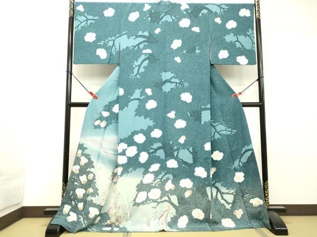 平和屋着物○訪問着 作家物 草花文 暈し染め たたき染め 金彩