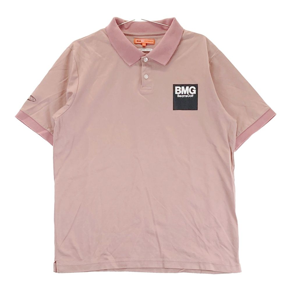 サイズ：L BEAMS GOLF ビームスゴルフ  バックロゴ 半袖ポロシャツ  ピンク系 [240101526091] ゴルフウェア メンズ ストスト サイズ：L BEAMS GOLF ビームスゴルフ バックロゴ 半袖ポロシャツ