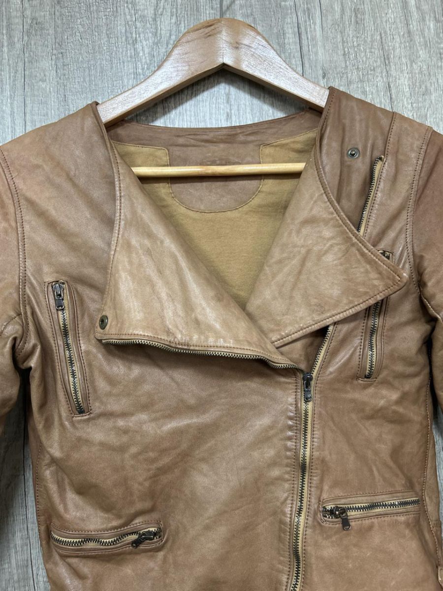 sisii シシ 牛革100％ ダブル ライダース ジャケット 茶