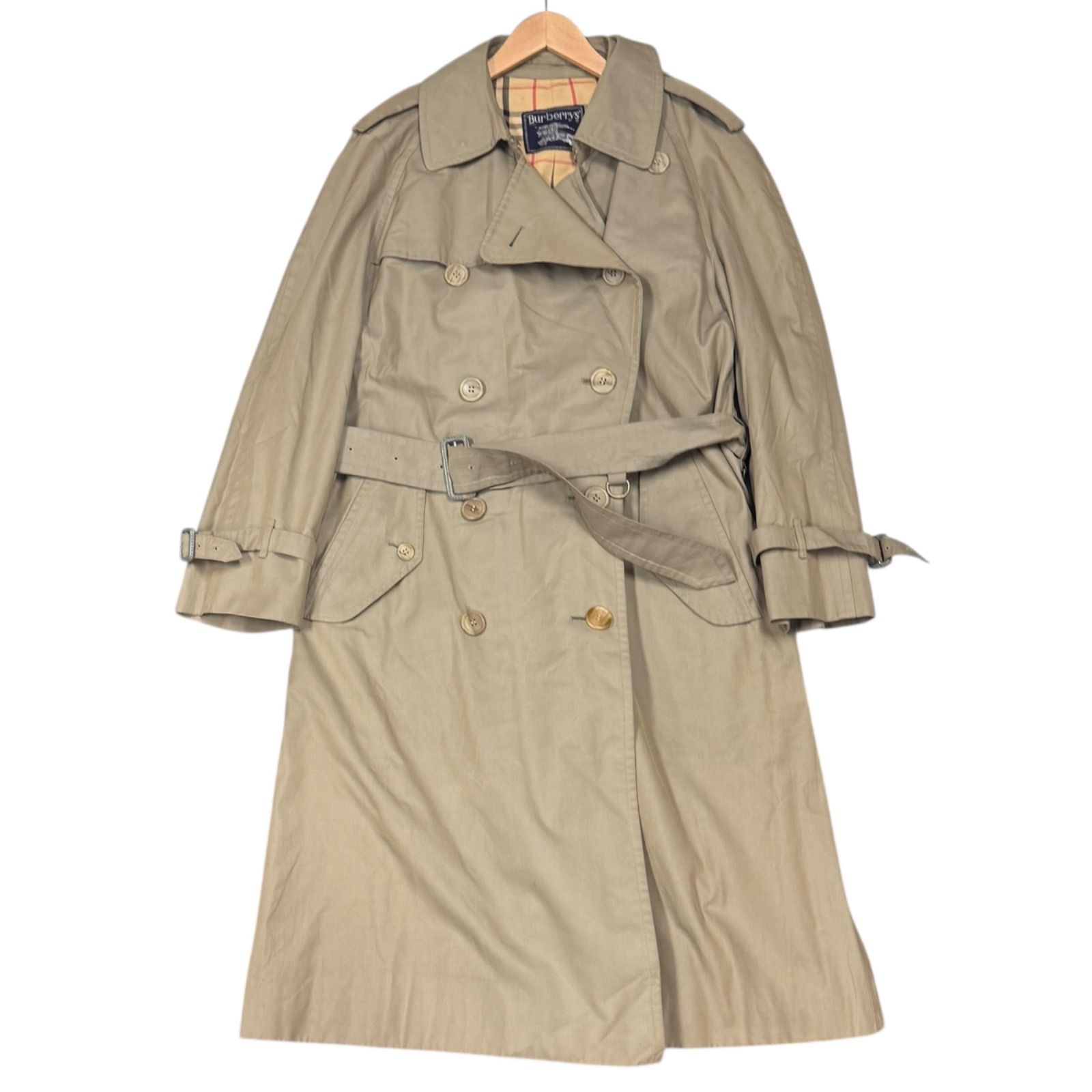 Burberrys バーバリーズ ダブルトレンチコート ロング ベルト付き ベージュ ノバチェック柄 メンズ ヴィンテージ