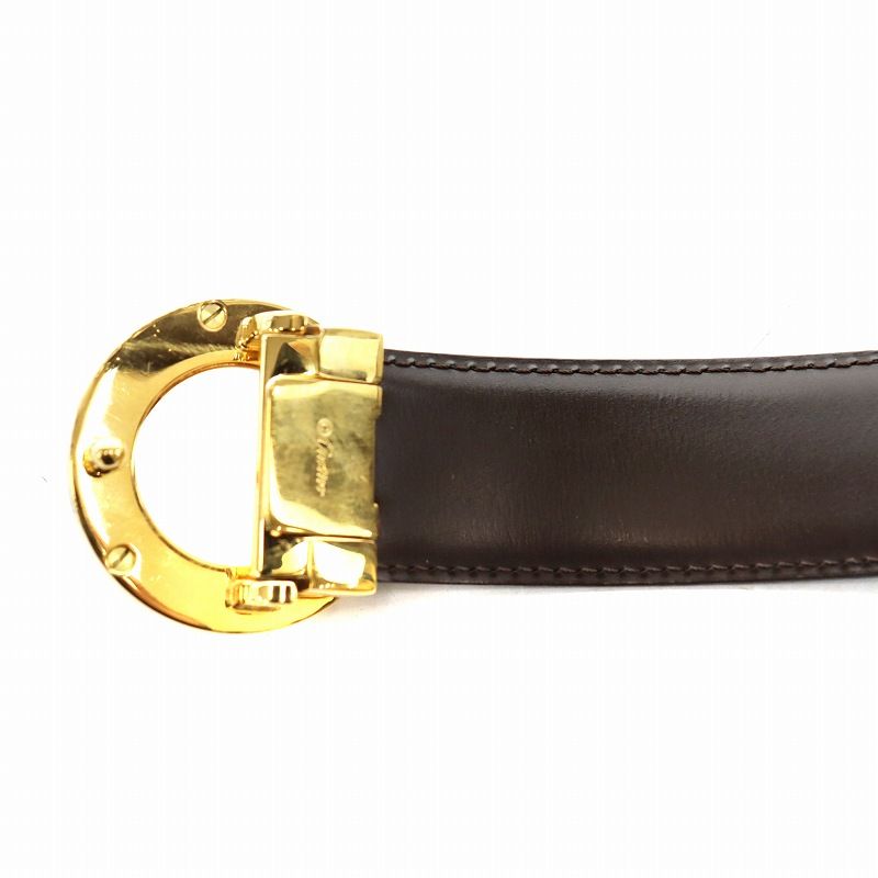 Cartier トリニティ ベルト ハトメ レザー ゴールド色 シルバー色 黒 カルティエ Cartier トリニティ ベルト ハトメ レザー ゴールド色