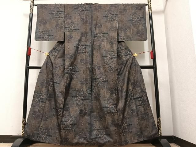 平和屋着物○本場大島紬 9マルキ 泥染め 花間道 正絹 逸品 CAAS9255th