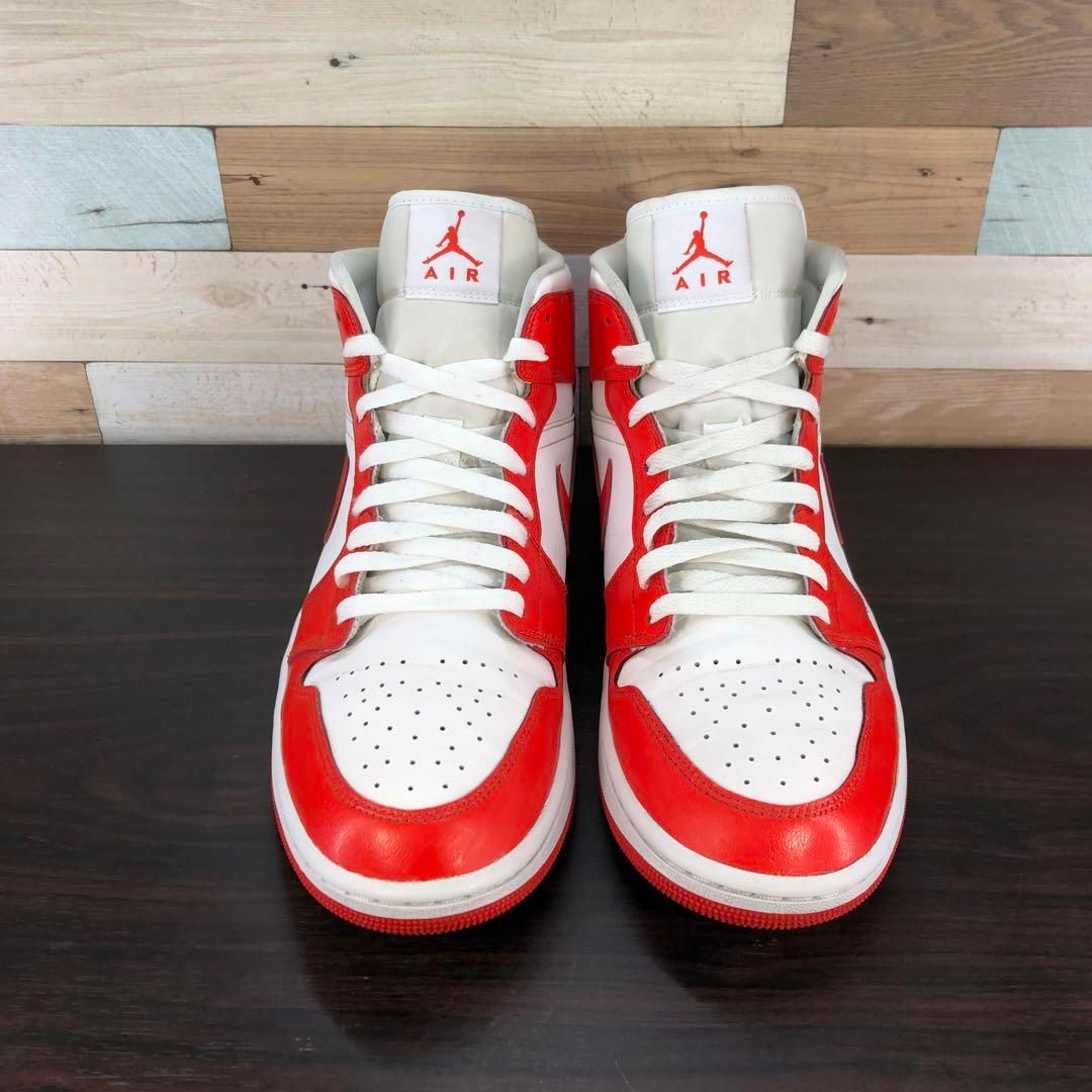 ビックサイズ NIKE AIR JORDAN 1 MID WHITE HABANERO RED ナイキ エア
