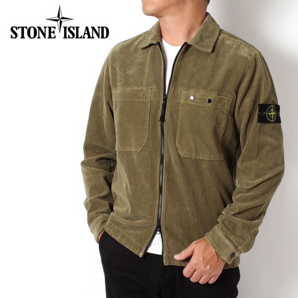 24AWモデル ストーンアイランド STONE ISLAND バッジワッペン付き コーデュロイ ジップシャツ【V0094 BISCUIT】 811511604 V0094 BISCUIT/【2024-25AW】m-tops
